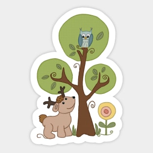 Hirsch und Eule Sticker